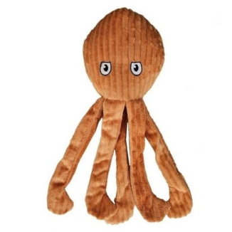 Pomarańczowa pluszowa ośmiornica Yarro dla psa 45cm z piszczałką - miękka maskotka do zabawy i szarpania