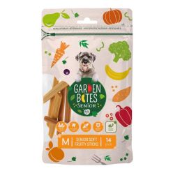 Garden Bites Senior Soft Fruity Sticks M - wegańskie paluszki z brzoskwinią i MSM na stawy dla starszych psów, opakowanie 210g