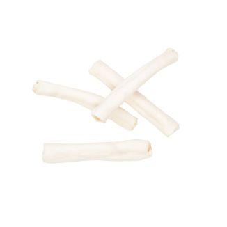 Białe wiązane rolki ze skóry wołowej Duvo+ 15cm 4 sztuki - naturalny gryzak dentystyczny dla psa czyszczący zęby