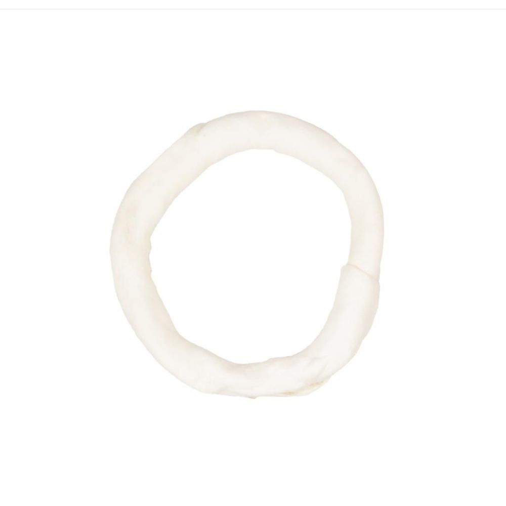 Duvo+ biały gryzak donut ze skóry wołowej 11cm 2 sztuki - okrągła oponka do żucia czyszcząca zęby psa