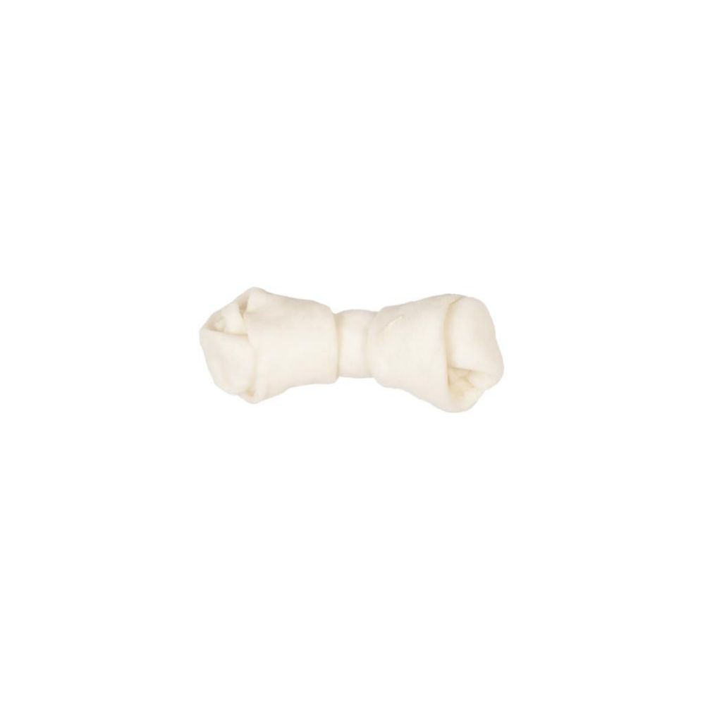 Duvo+ białe kości wiązane ze skóry wołowej 10cm 9 sztuk - naturalny gryzak dentystyczny dla psa w dużym opakowaniu