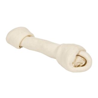 Duvo+ duża biała kość wiązana ze skóry wołowej 24cm - naturalny gryzak dentystyczny dla średniego i dużego psa