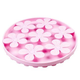 Duvo+ różowa silikonowa mata do lizania w kształcie kwiatu camellia z przyssawkami - lick mat dla psa i kota