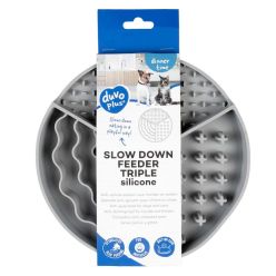Duvo+ Potrójna Miska Spowalniająca Jedzenie 20cm – Szara