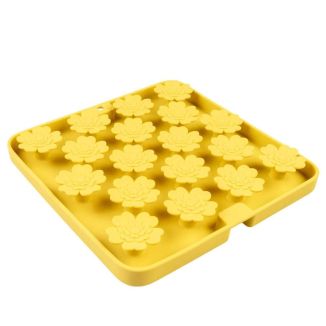 Duvo+ żółta silikonowa mata węchowa marigold o głębokiej strukturze kwiatu z przyssawkami - dla psa i kota