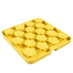 Duvo+ żółta silikonowa mata węchowa marigold o głębokiej strukturze kwiatu z przyssawkami - dla psa i kota