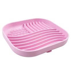 Duvo+ różowa silikonowa miska spowalniająca jedzenie kwadratowa z przyssawkami dla psa i kota