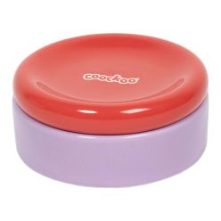 Duvo+ czerwona miska ceramiczna z podstawką dla kota Funky Feeding - zestaw 2w1 do karmienia