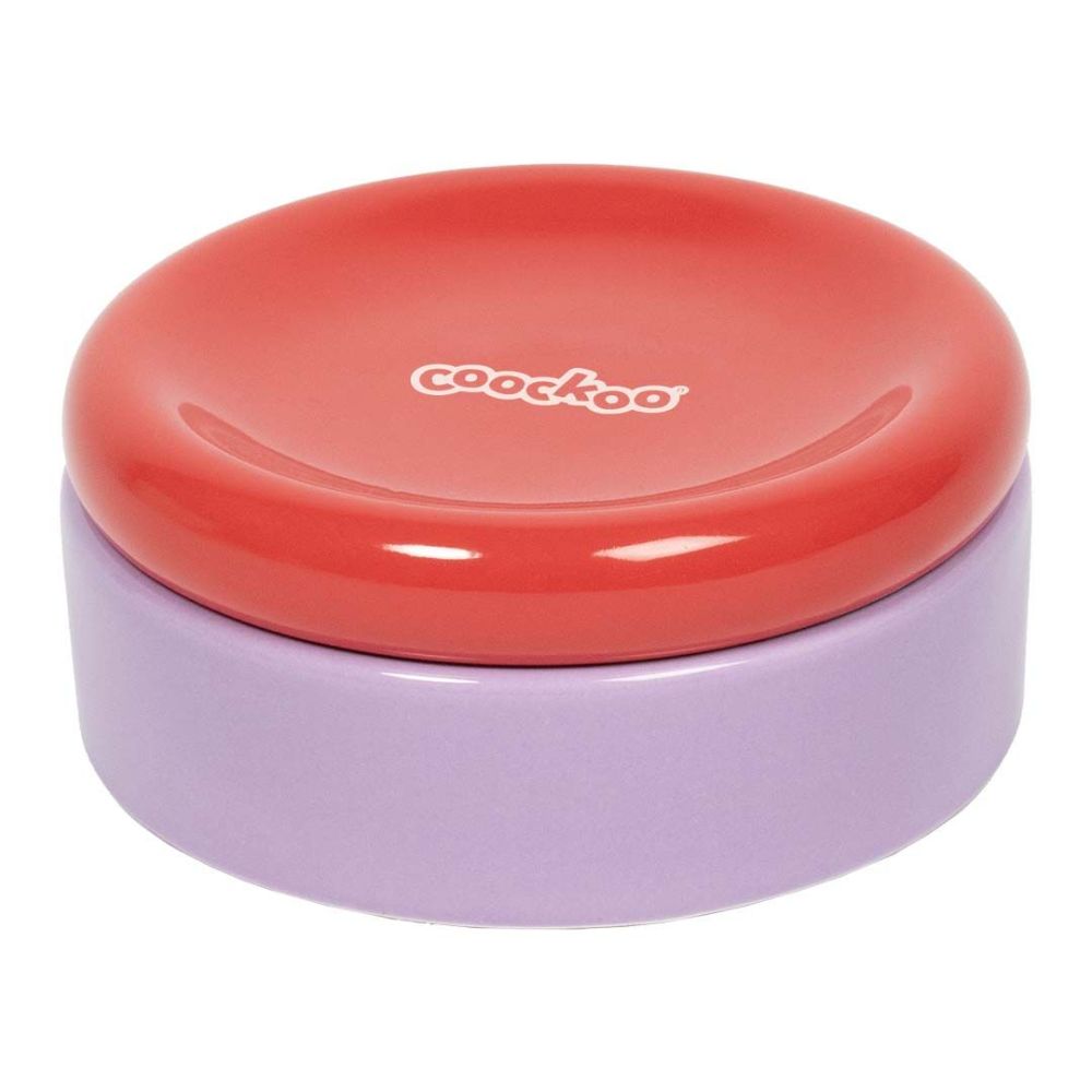 Duvo+ czerwona miska ceramiczna z podstawką dla kota Funky Feeding - zestaw 2w1 do karmienia