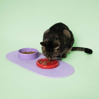 Duvo+ Miska Ceramiczna z Podstawką dla Kota – Funky Red