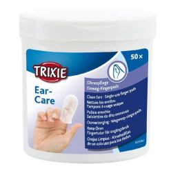 Trixie Ear Care nakładki na palce do czyszczenia uszu dla psa i kota z aloesem - opakowanie 50 sztuk