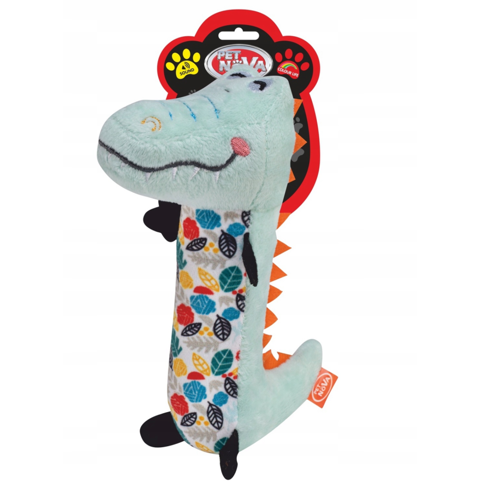 Pet Nova Krokodyl pluszowy kolorowa zabawka dla psa z piszczałką 20cm