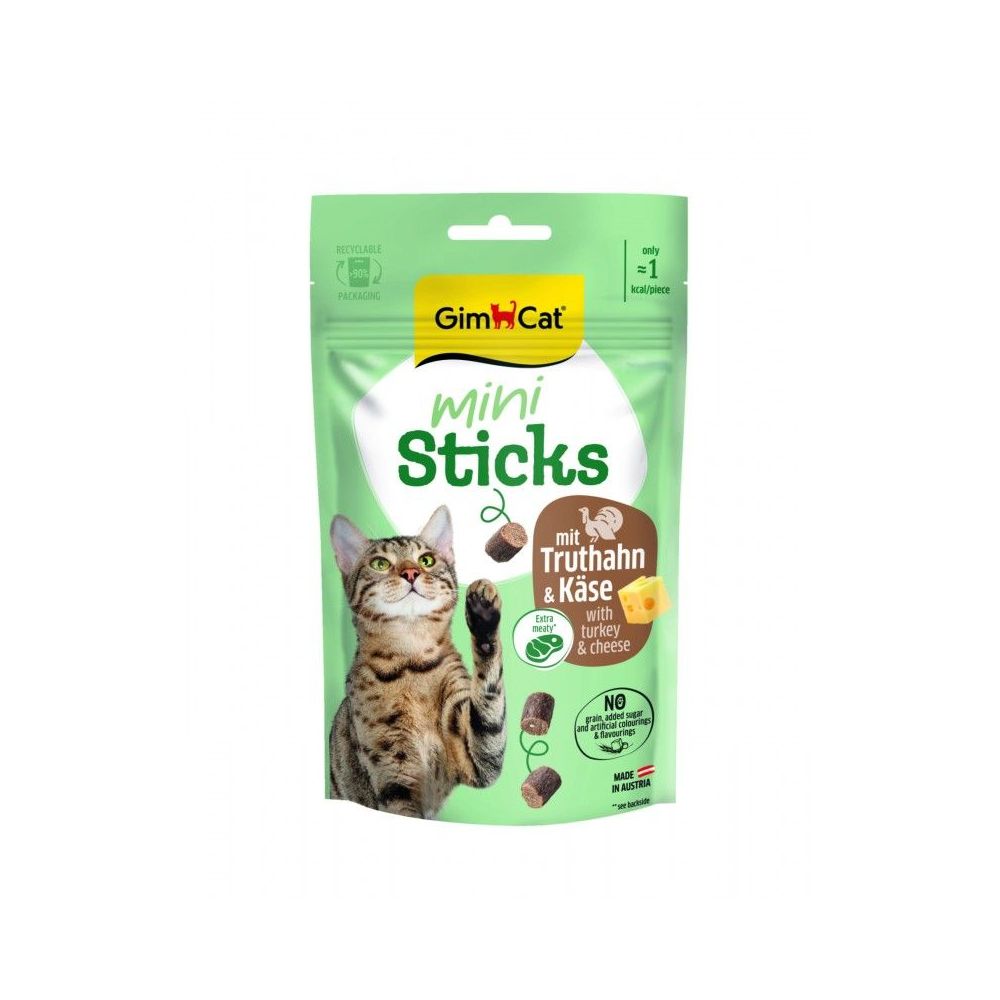 GimCat Mini Sticks przysmaki dla kota z indykiem i serem 50g bezzbożowe niskokaloryczne