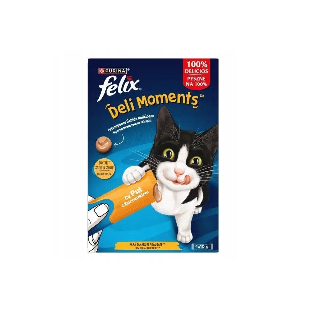 Felix Deli Moments pasta dla kota z kurczakiem 4x10g kremowy przysmak w saszetkach
