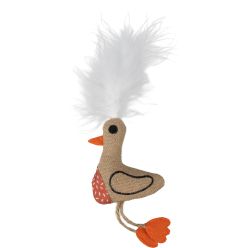 Flamingo Jups Peewit brązowo-różowa zabawka dla kota z piórkami i kocimiętką 20cm kopacz miękki pluszak