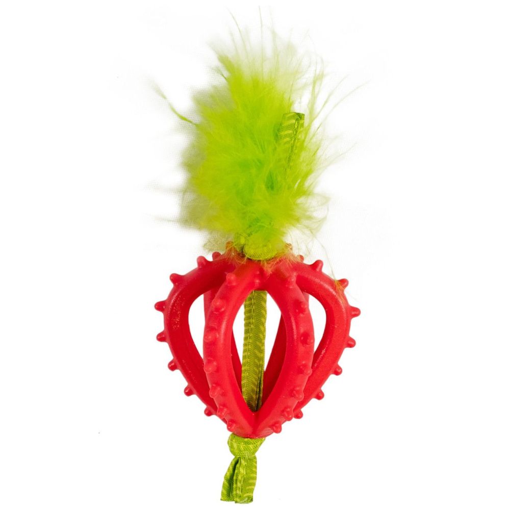 Catstages Dental Strawberry Teether różowy gryzak dentystyczny dla kota truskawka z kocimiętką i sznureczkami