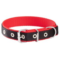 Dingo Obroża Taśma Polipropylenowa Podwójnie Zszywana 2,5Cm/60Cm Czarno-Czerwona