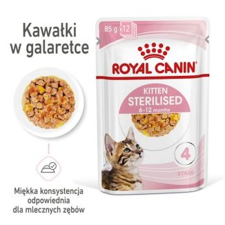Royal Canin Kitten Sterilised Karma Mokra W Galaretce Dla Kociąt Od 6 Do 12 Miesiąca Życia, Sterylizowanych Saszetka 85G