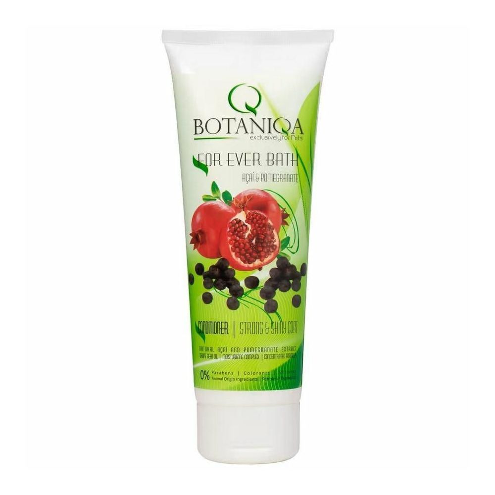 Odżywka dla psa Botaniqa For Ever Bath 250ml z ekstraktem z jagód acai i granatu, profesjonalne opakowanie z dozownikiem.