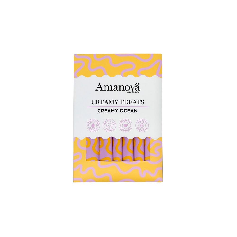 Amanova Cat Creamy Treats  Creamy Ocean Tuna & Goat Milk - Tuńczyk I Mleko Kozy 6X15G