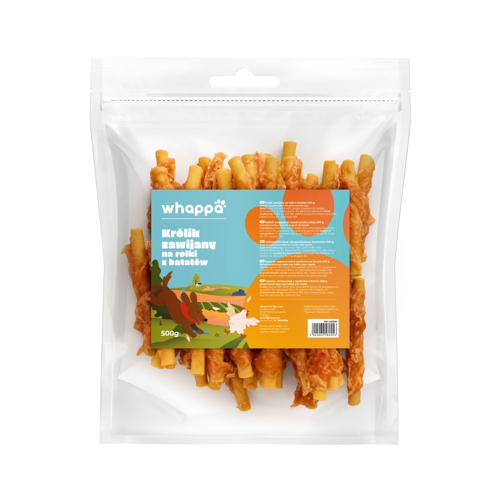 Whappa 500g Rurki z batatów owinięte królikiem