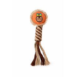 Sznur gumowy gryzak pluszowy lew szarpak z piszczałką 36 cm ZABAWKA DLA PSA
