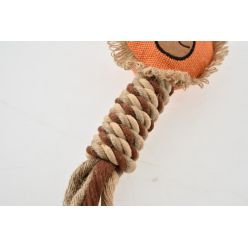Sznur gumowy gryzak pluszowy lew szarpak z piszczałką 36 cm ZABAWKA DLA PSA