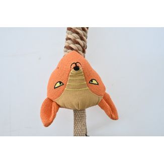 Sznur gumowy gryzak pluszowy lis szarpak z piszczałką 37cm ZABAWKA DLA PSA