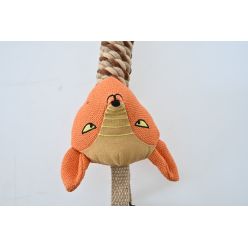 Sznur gumowy gryzak pluszowy lis szarpak z piszczałką 37cm ZABAWKA DLA PSA