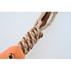 Sznur gumowy gryzak pluszowy lis szarpak z piszczałką 37cm ZABAWKA DLA PSA