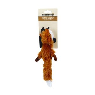 Rudy pluszowy lis dla psa Beeztees Flatino o długości 30cm, płaska zabawka bez wypełnienia do tarmoszenia.