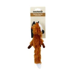 Rudy pluszowy lis dla psa Beeztees Flatino o długości 30cm, płaska zabawka bez wypełnienia do tarmoszenia.