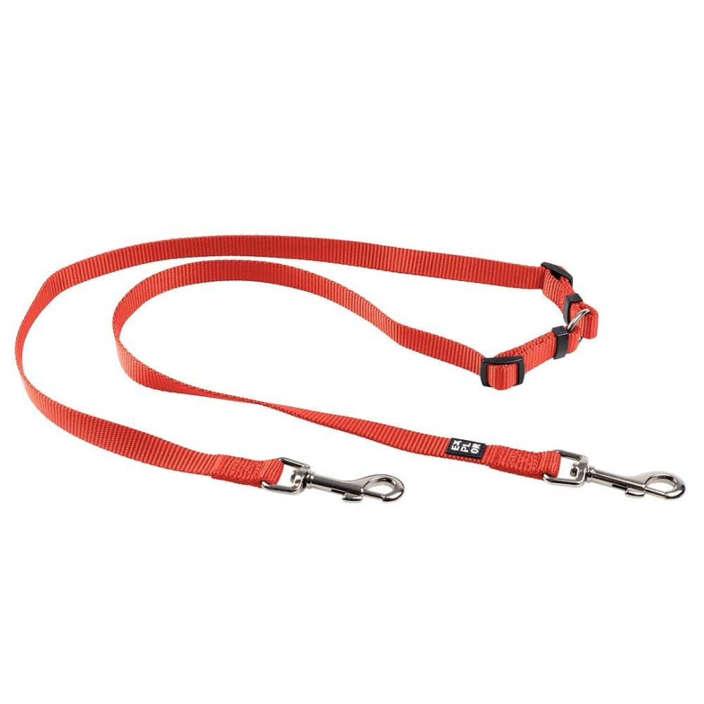 Duvo+ Dwójnik dla Psa Regulowany Rozgałęziacz Czerwony 40-70cm 15mm