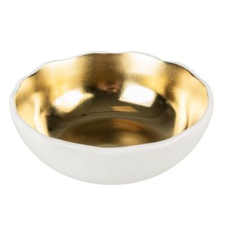 Elegancka biało-złota miska ceramiczna Duvo+ Stone Organic dla psa i kota o pojemności 350ml,