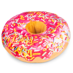 Pluszowa zabawka dla psa Beeztees Donut Dripz o średnicy 13,5 cm w kształcie pączka z kolorowym lukrem