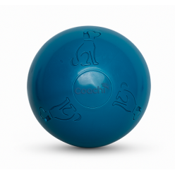 Ciemnoturkusowa sztywna piłka dla psa Coachi Boomi Ball w rozmiarze L o średnicy 20 cm.