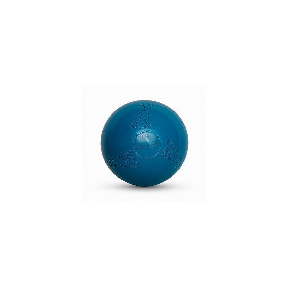 Ciemnoturkusowa sztywna piłka dla psa Coachi Boomi Ball w rozmiarze L o średnicy 20 cm.