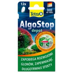 Opakowanie preparatu akwarystycznego Tetra AlgoStop Depot zawierające 12 tabletek o przedłużonym działaniu