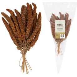 Opakowanie 150g naturalnych całych kłosów czerwonego prosa senegalskiego TIVO dla ptaków, papug i gryzoni.