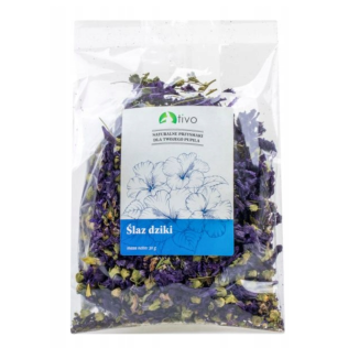 Opakowanie 30g naturalnych suszonych kwiatów ślazu dzikiego TIVO dla królików i gryzoni.
