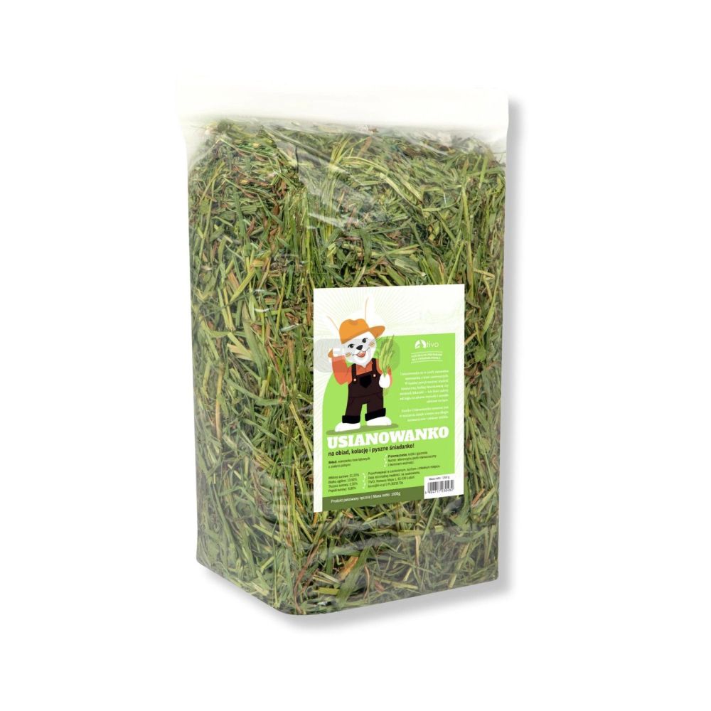 Duża 1kg paczka aromatycznego, zielonego siana TIVO Usianowanko dla świnek morskich i gryzoni.