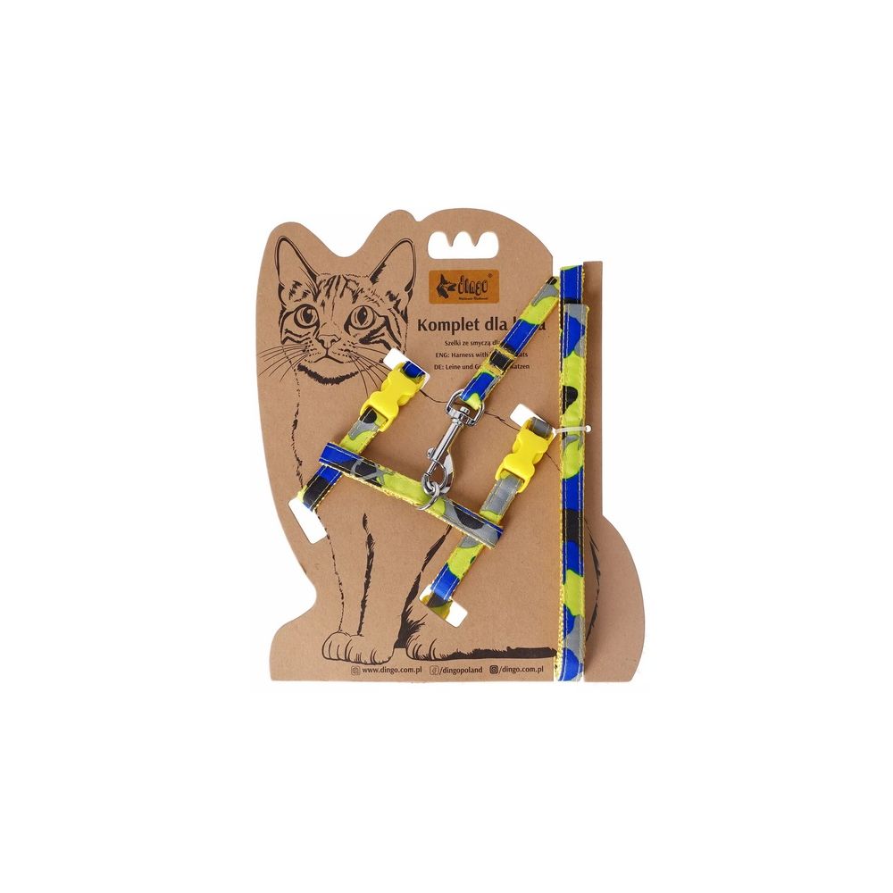 Dingo Komplet Dla Kota - Smycz I Szelki Yellow Bahama