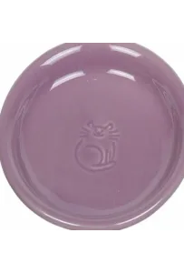 Liliowa, płytka miska ceramiczna Nobby z wizerunkiem kota, idealna dla kotów ras krótkopyskich - sklep zoologiczny Konikpolny.pl