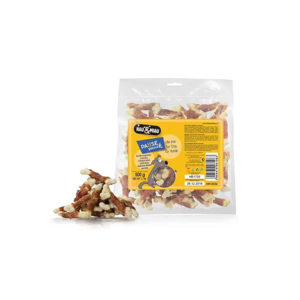 Hau&Miau 8106 Kostki Wapienne Z Kaczką 500G