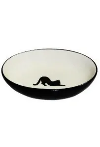 Yarro Miska Ceramiczna Owalna "Czarny     Kot" Czarna 15,5X11X4Cm