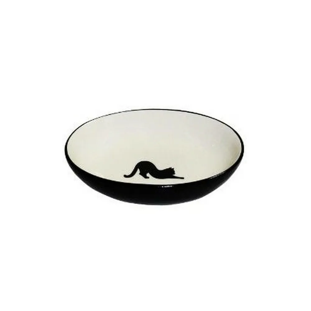 Yarro Miska Ceramiczna Owalna "Czarny     Kot" Czarna 15,5X11X4Cm