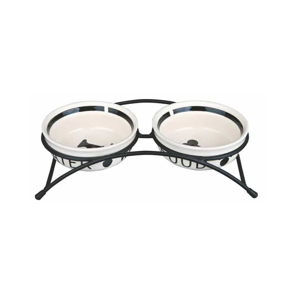 Tx-24640 Miski Cer.na Stojaku 2X0,25L Czarno-Białe 13Cm