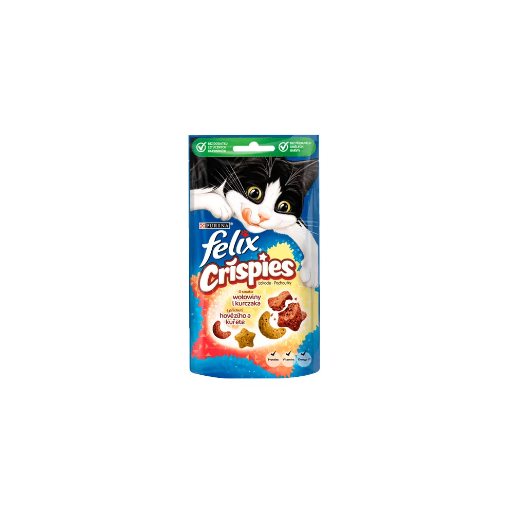 Felix Crispies - Przysmak dla Kota z Kurczakiem i Wołowiną 45g