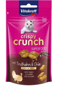 Opakowanie chrupiących przysmaków dla kota Vitakraft Crispy Crunch z indykiem i nasionami chia, 60g.