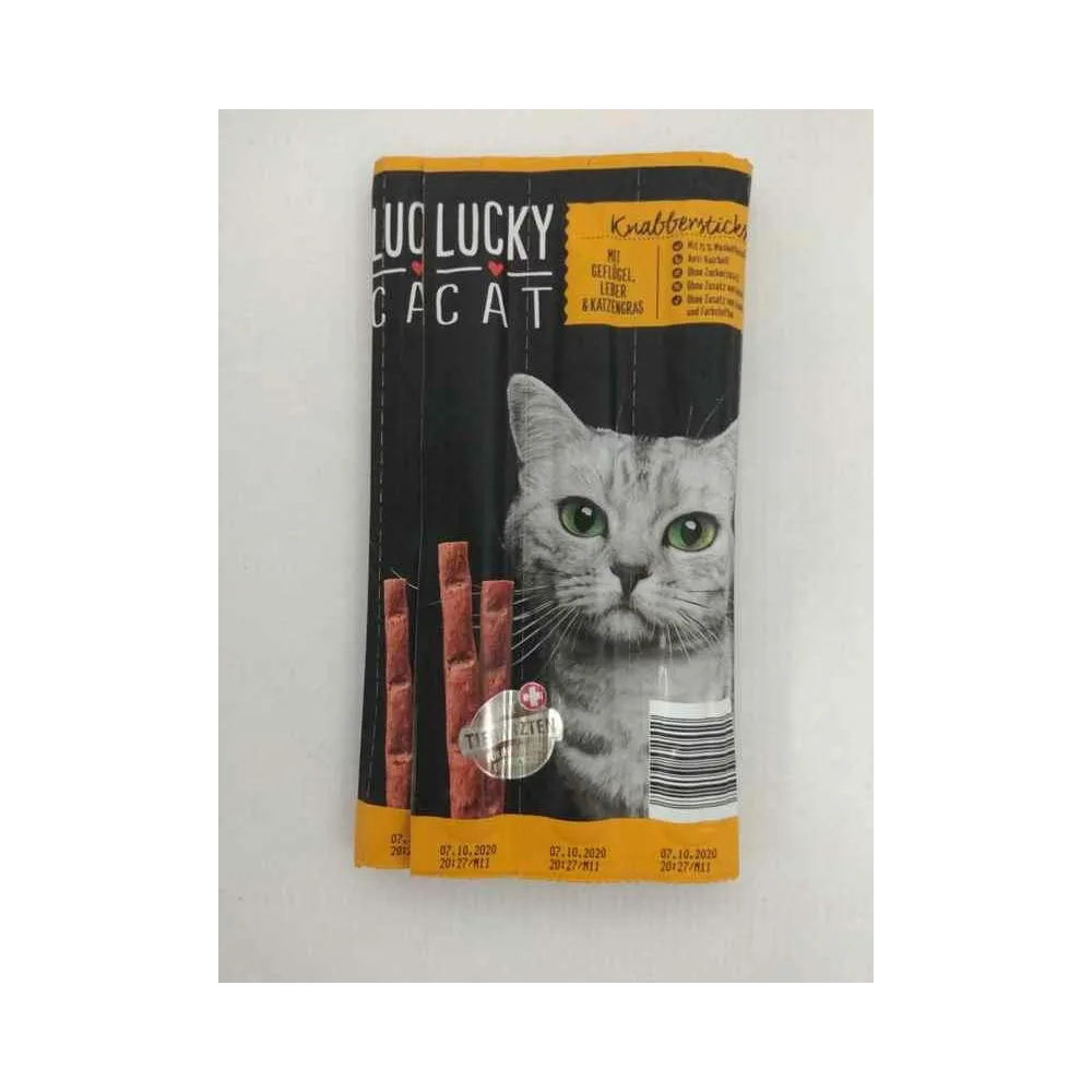 Lucky Cat Kabanos Drób, Wątróbka, Kocia  Trawa, 10Szt./50G
